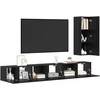TV staliukas TV spintelių komplektas 4 pcs Juodas ąžuolas Apdirbta mediena