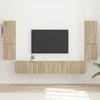 TV staliukas TV spintelių komplektas 4 pcs Sonoma ąžuolas Apdirbta mediena