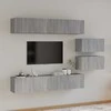 TV staliukas TV spintelių komplektas, 6 dalių, pilkas ąžuolo, mediena