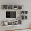 TV staliukas TV spintelių komplektas, 6 dalių, pilkas ąžuolo, mediena