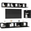 TV staliukas TV spintelių komplektas 6 pcs Juodas ąžuolas Apdirbta mediena