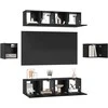 TV staliukas TV spintelių komplektas 6 pcs Juodas ąžuolas Apdirbta mediena