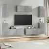 TV staliukas TV spintelių komplektas, 7 dalių, betono pilkas, mediena