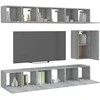 TV staliukas TV spintelių komplektas, 7 dalių, pilkas ąžuolo, mediena