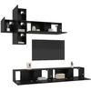 TV staliukas TV spintelių komplektas 7 pcs Juodojo ąžuolo Apdirbta mediena