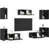 TV staliukas TV spintelių komplektas 7 pcs Juodas ąžuolas Apdirbta mediena