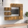 TV staliukas TV spintelių komplektas, 8 dalių, dūminio ąžuolo, mediena