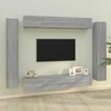 TV staliukas TV spintelių komplektas, 8 dalių, pilkas ąžuolo, mediena