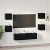 TV staliukas TV spintelių komplektas 6 pcs Juodas ąžuolas Apdirbta mediena