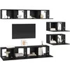 TV staliukas TV spintelių komplektas 6 pcs Juodas ąžuolas Apdirbta mediena