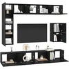 TV staliukas TV spintelių komplektas 8 pcs Juodas ąžuolas Apdirbta mediena