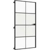 Vidaus durys, juodos, 102,5x201,5cm, stiklas ir aliuminis