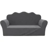 Vaikiška dvivietė sofa, antracito spalvos, minkštas pliušas