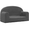 Vaikiška dvivietė sofa, antracito spalvos, minkštas pliušas