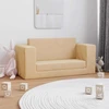 Vaikiška dvivietė sofa-lova, kreminės spalvos, minkštas pliušas