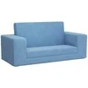 Vaikiška dvivietė sofa-lova, mėlynos spalvos, minkštas pliušas