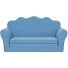 Vaikiška dvivietė sofa-lova, mėlynos spalvos, minkštas pliušas