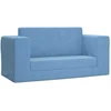Vaikiška dvivietė sofa-lova, mėlynos spalvos, minkštas pliušas