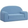 Vaikiška dvivietė sofa-lova, mėlynos spalvos, minkštas pliušas