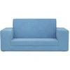Vaikiška dvivietė sofa-lova, mėlynos spalvos, minkštas pliušas