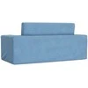 Vaikiška dvivietė sofa-lova, mėlynos spalvos, minkštas pliušas