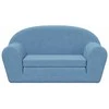 Vaikiška dvivietė sofa-lova, mėlynos spalvos, minkštas pliušas