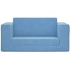Vaikiška dvivietė sofa-lova, mėlynos spalvos, minkštas pliušas