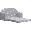 Vaikiška dvivietė sofa-lova, pilka, pliušas, su žvaigždėmis