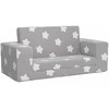Vaikiška dvivietė sofa-lova, pilka, pliušas, su žvaigždėmis