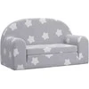 Vaikiška dvivietė sofa-lova, pilka, pliušas, su žvaigždėmis