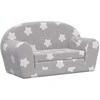 Vaikiška dvivietė sofa-lova, pilka, pliušas, su žvaigždėmis
