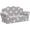 Vaikiška dvivietė sofa-lova, pilka, pliušas, su žvaigždėmis