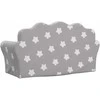 Vaikiška dvivietė sofa-lova, pilka, pliušas, su žvaigždėmis