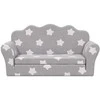 Vaikiška dvivietė sofa-lova, pilka, pliušas, su žvaigždėmis