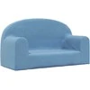 Vaikiška dvivietė sofa, mėlynos spalvos, minkštas pliušas