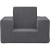 Vaikiška sofa-lova, antracito spalvos, minkštas pliušas