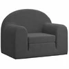 Vaikiška sofa-lova, antracito spalvos, minkštas pliušas