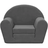 Vaikiška sofa-lova, antracito spalvos, minkštas pliušas