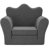 Vaikiška sofa-lova, antracito spalvos, minkštas pliušas