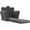 Vaikiška sofa-lova, antracito spalvos, minkštas pliušas