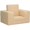 Vaikiška sofa-lova, kreminės spalvos, minkštas pliušas