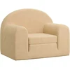 Vaikiška sofa-lova, kreminės spalvos, minkštas pliušas