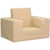 Vaikiška sofa-lova, kreminės spalvos, minkštas pliušas