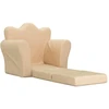 Vaikiška sofa-lova, kreminės spalvos, minkštas pliušas
