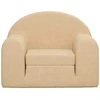 Vaikiška sofa-lova, kreminės spalvos, minkštas pliušas