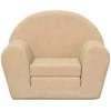 Vaikiška sofa-lova, kreminės spalvos, minkštas pliušas