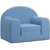 Vaikiška sofa-lova, mėlynos spalvos, minkštas pliušas