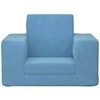 Vaikiška sofa-lova, mėlynos spalvos, minkštas pliušas