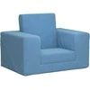 Vaikiška sofa-lova, mėlynos spalvos, minkštas pliušas