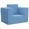 Vaikiška sofa-lova, mėlynos spalvos, minkštas pliušas